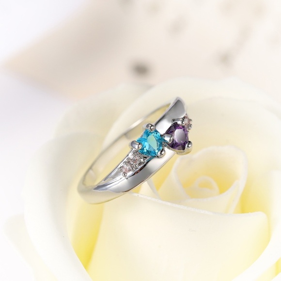 **AVALYNN* Silver x Purple x Blue Zircon Ring Size 9 - Picture 3 of 5